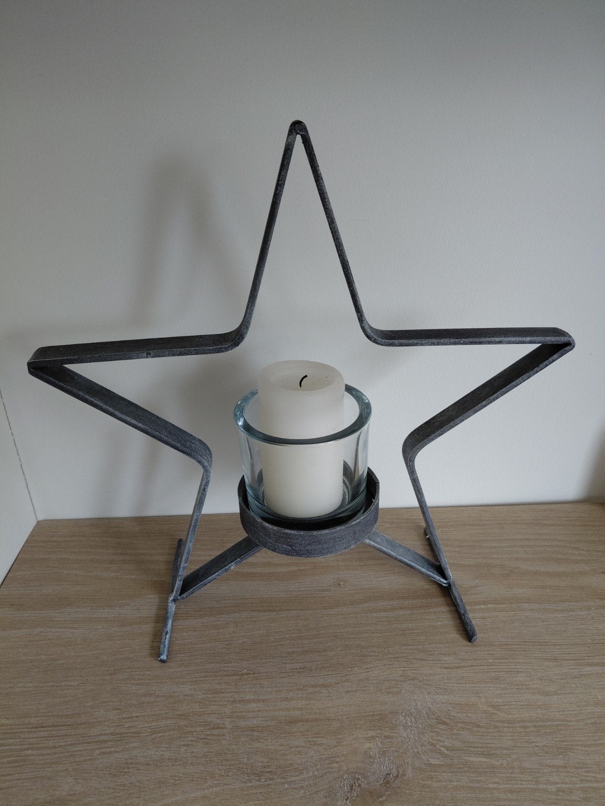 Metalen Ster Kaarsenhouder 32,5 cm Hoog, Huis en Inrichting, Ophalen, Gebruikt, Waxinelichthouder, Metaal