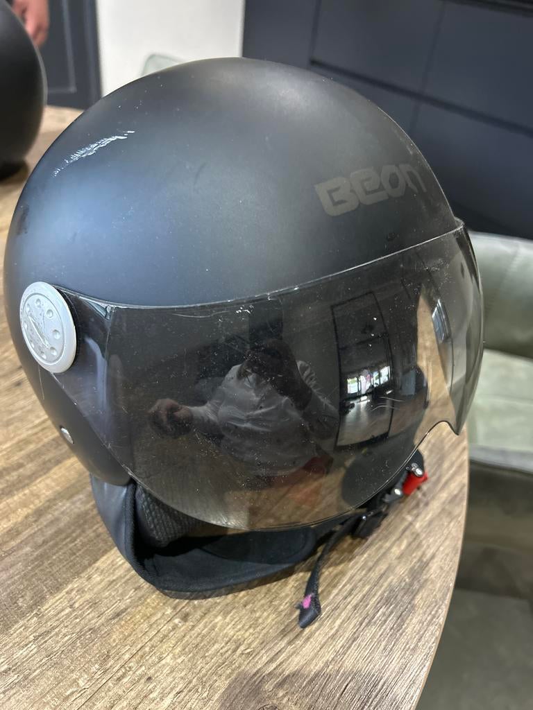 Zwarte Beon motorhelm met vizier beon, Ophalen of Verzenden, Small