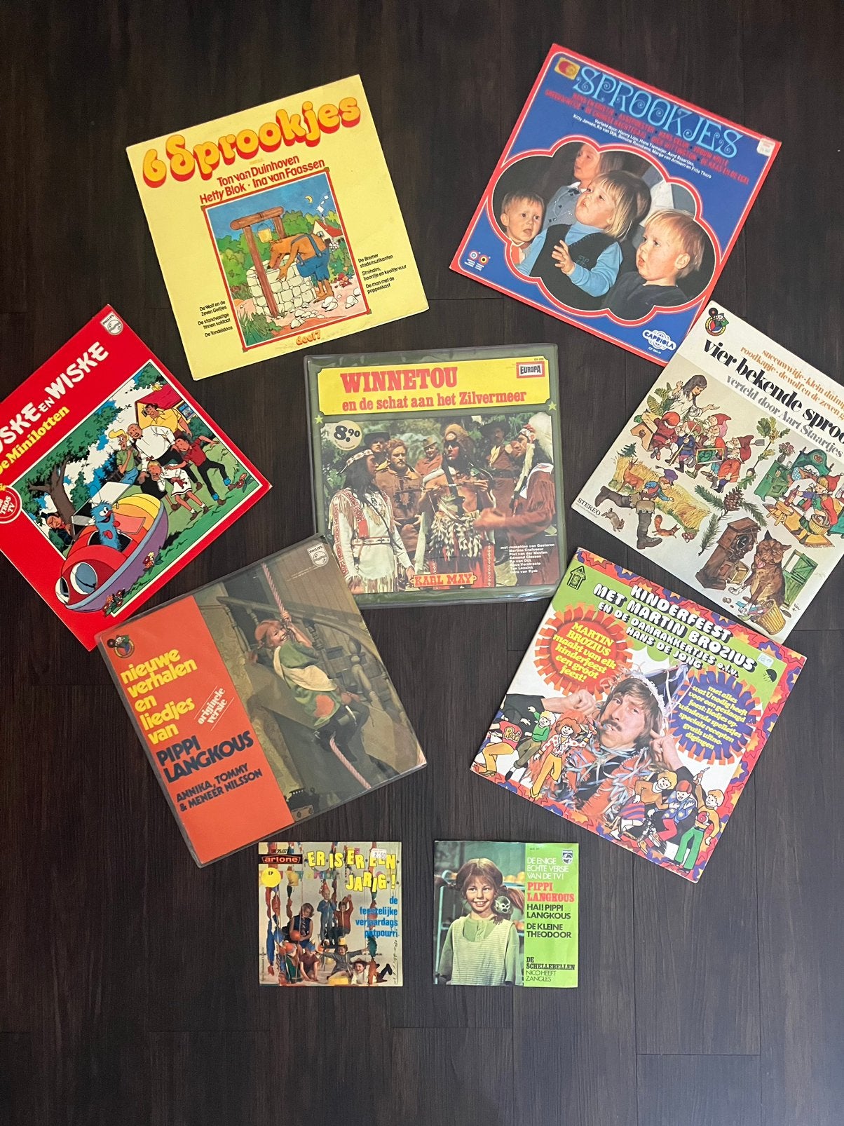 Leuke partij nostalgische kinderplaten/ 7 LP's 2 singles, Ophalen of Verzenden, Gebruikt, Overige formaten, LP