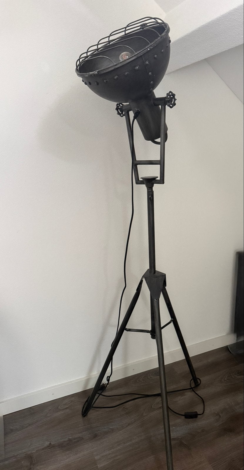 Industriële Vloerlamp met Statief - Metaal, Ophalen, Gebruikt, E27 (groot), Metaal