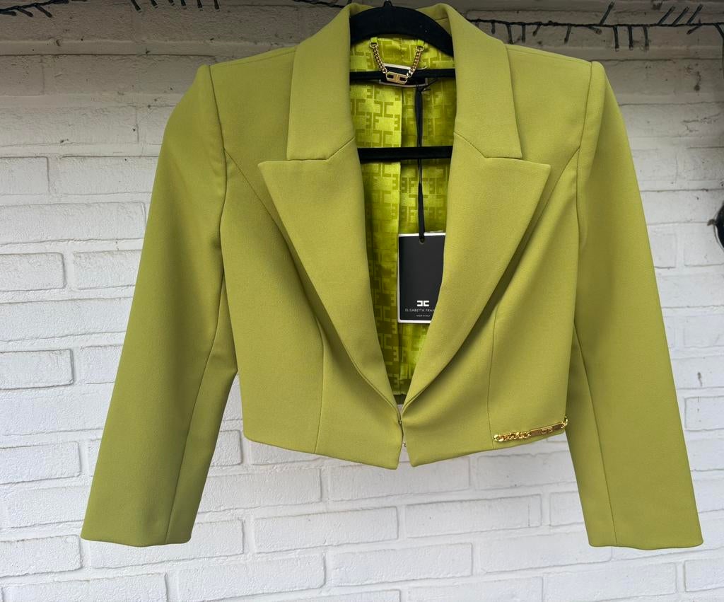 Elisabetta Franchi blazer olive, Kleding | Dames, Jasjes, Kostuums en Pakken, Nieuw, Ophalen of Verzenden, Jasje, Maat 34 (XS) of kleiner