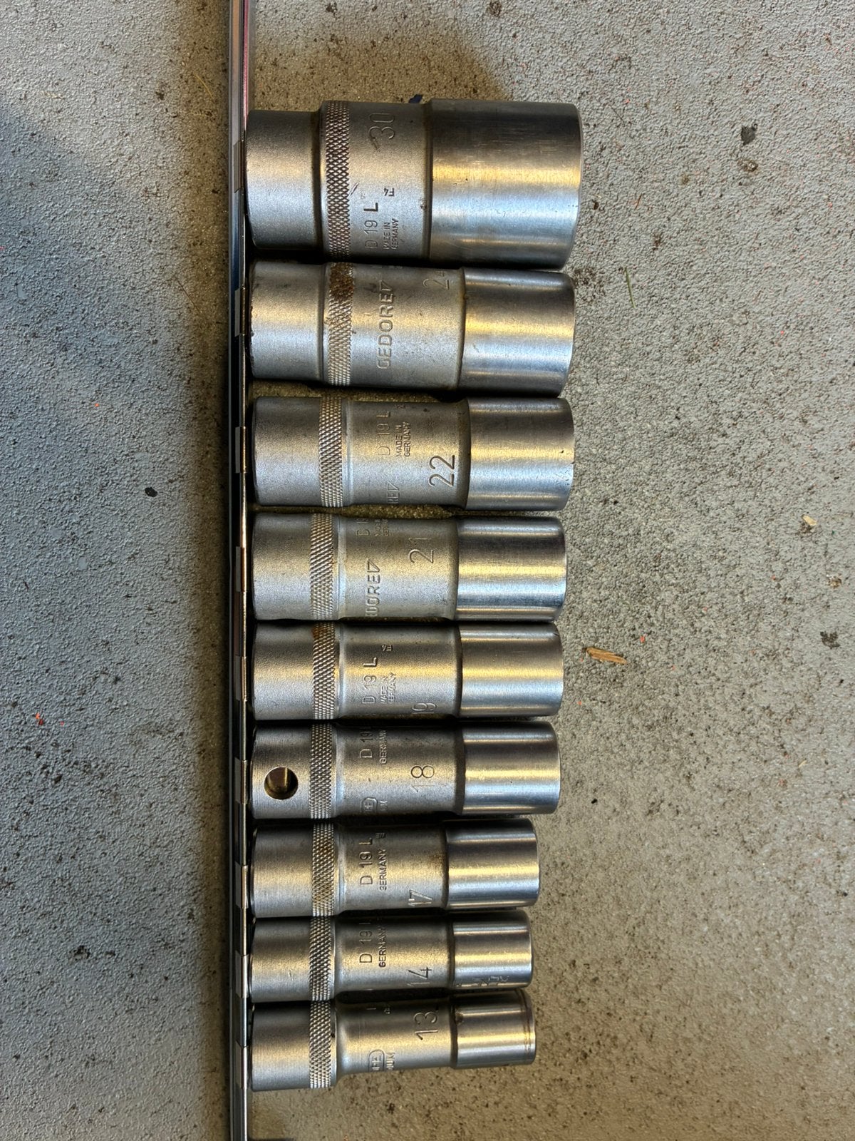 Gedore D19L 1/2” lange doppenset 9 delig, Ophalen, Zo goed als nieuw