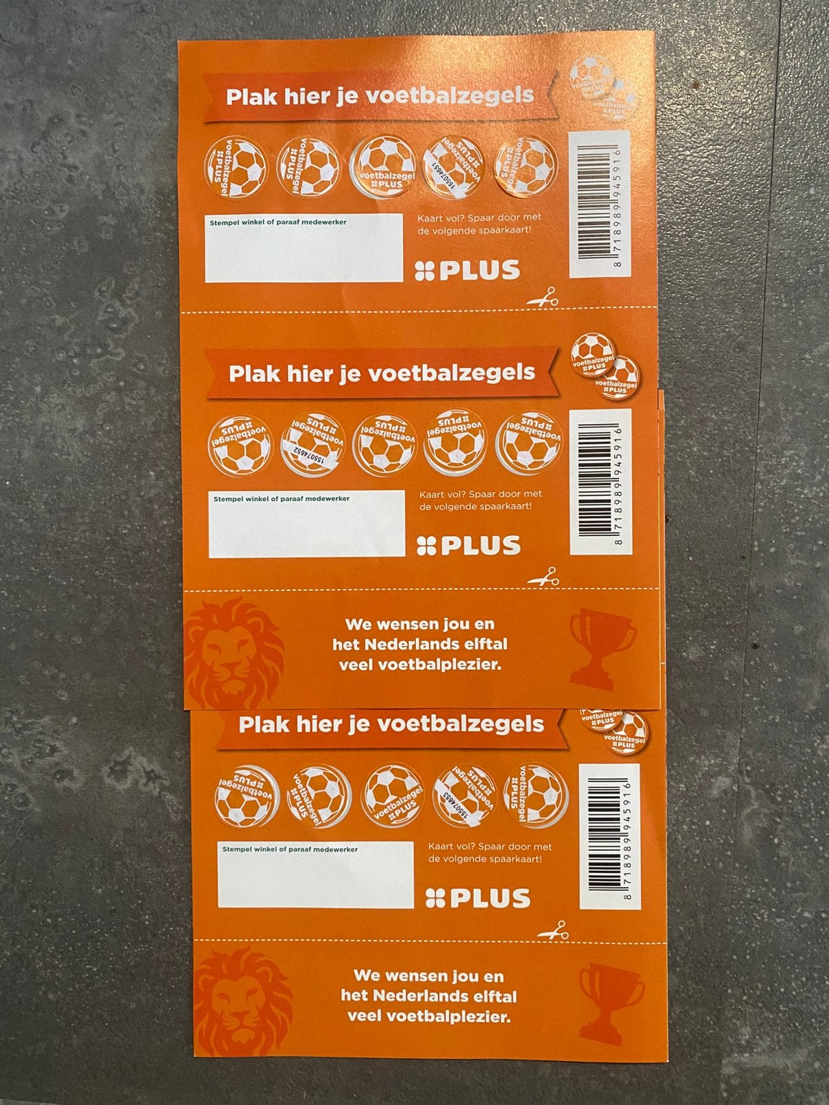 15 voetbalzegels PLUS, Ophalen of Verzenden, Winkel, Super of Benzinepomp, Volle spaarkaart