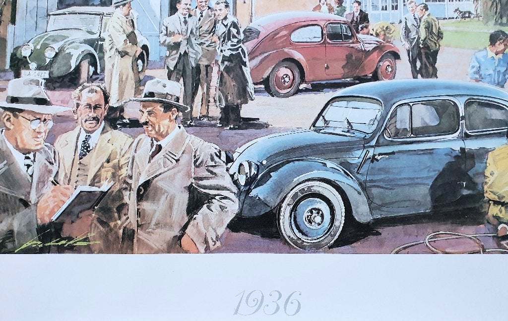 VW - KdF (Kraft durch Freude) - poster - oerkever uit 1936, Verzenden, Rechthoekig Liggend, Zo goed als nieuw, A1 t/m A3