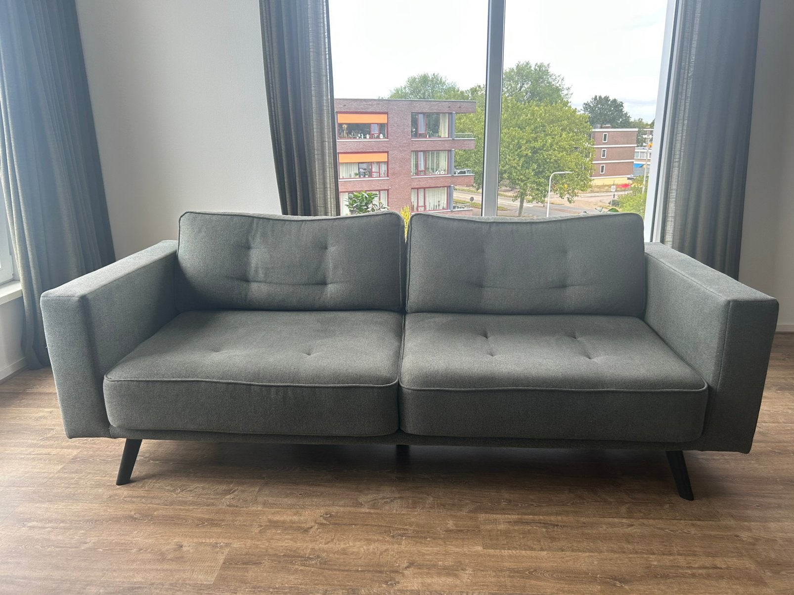 Groene 3-zitsbank Charly Leen Bakker – zo goed als nieuw, Ophalen, Modern/Scandinavisch, Driepersoons, 75 tot 100 cm