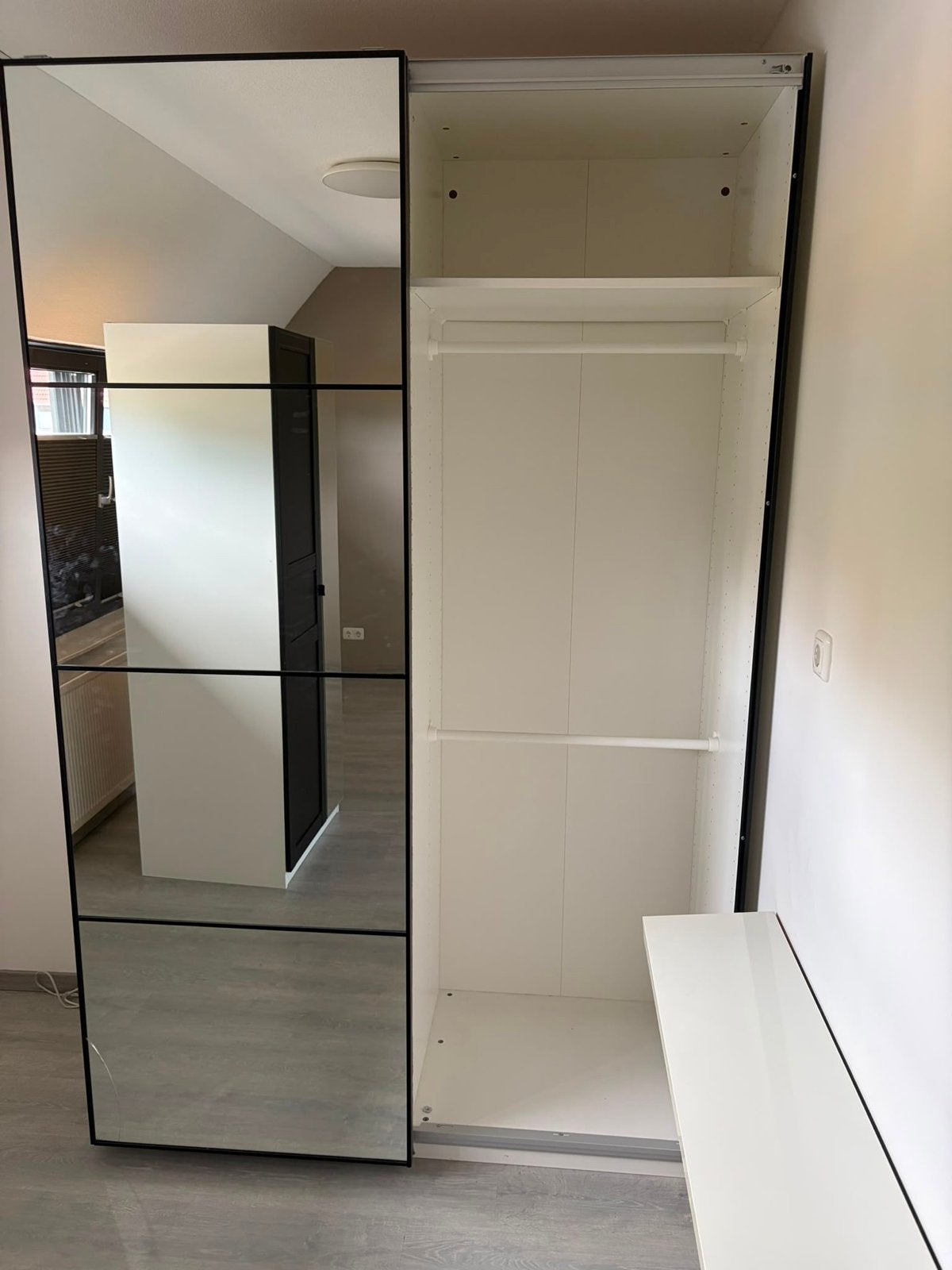 IKEA PAX Kast met spiegel en glazen schuifdeuren, Ophalen, Gebruikt, 100 tot 150 cm, 200 cm of meer