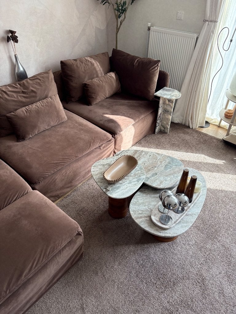 Dutchbone Suki marmeren tafelset, Huis en Inrichting, Tafels | Salontafels, Ophalen, 50 tot 100 cm, Rond, 50 tot 100 cm