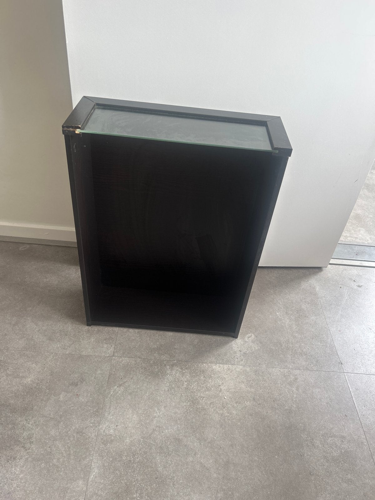 Zwart houten kastje met glazen bovenkant ikea pax, Huis en Inrichting, Ophalen of Verzenden, Gebruikt