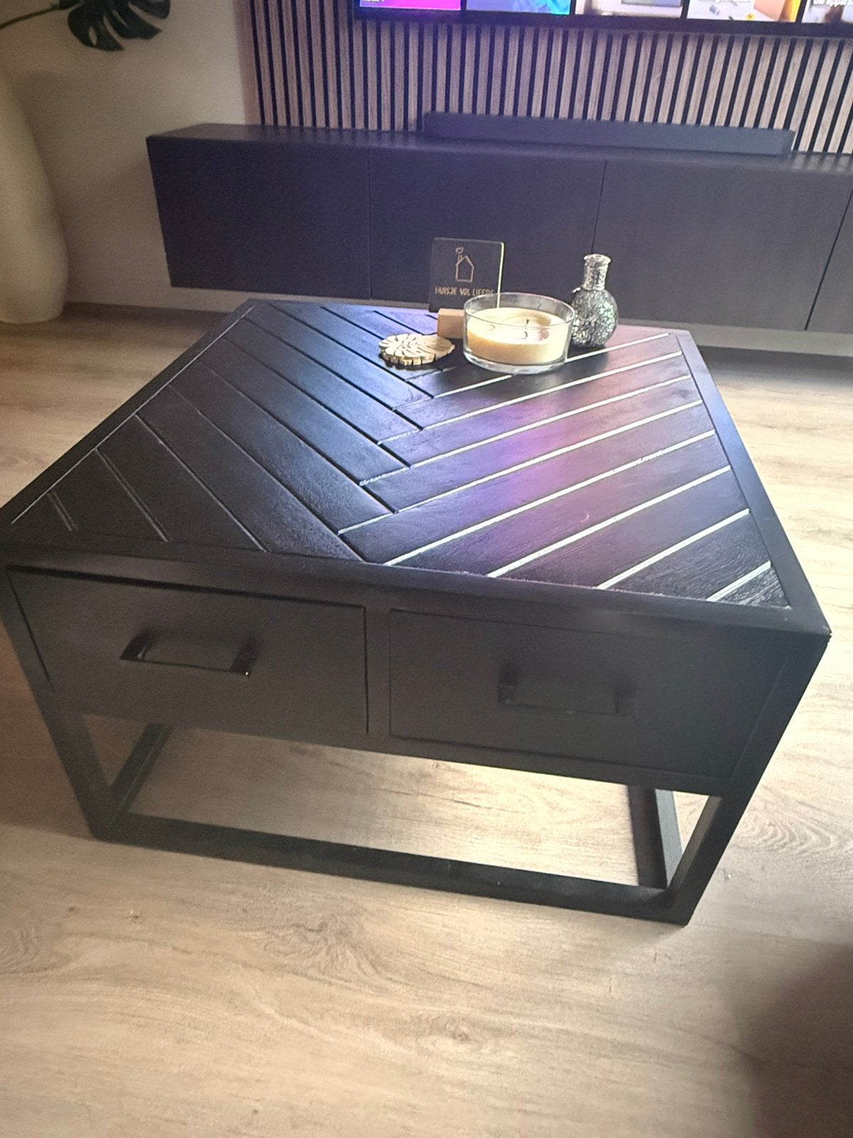Salontafel zwart vierkant, Ophalen, Zo goed als nieuw, Vierkant, 50 tot 100 cm