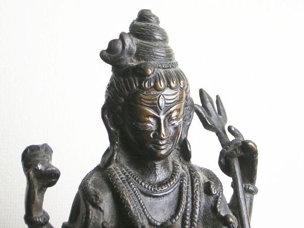 Antiek bronzen beeldje van de God Shiva (Item 2157), Verzenden, Brons