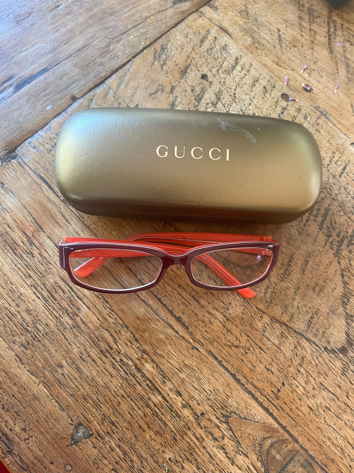 Gucci leesbril 3085 IPS 125 met brillenkoker, Overige merken, Gebruikt, Paars, Ophalen of Verzenden