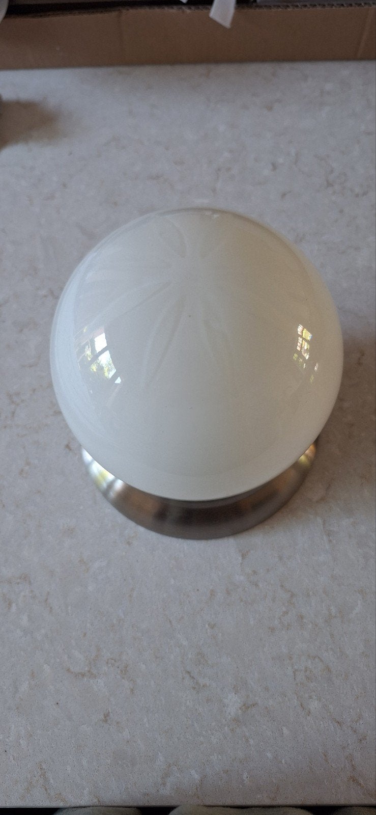 Vintage Plafondlamp met Melkglas Kap - Max 60W, Gebruikt, Vintage, Wit, Plafondlamp