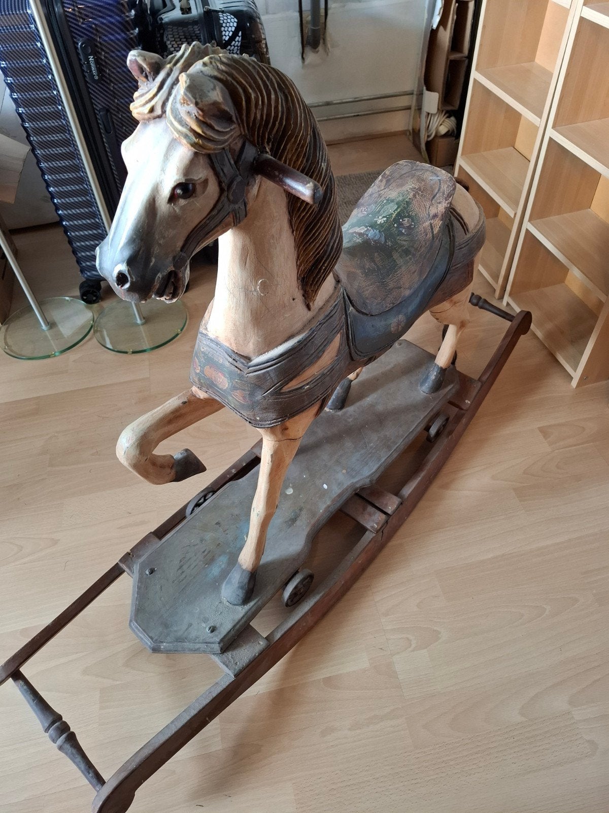 Antiek houten hobbelpaard met wielen, Antiek en Kunst, Antiek | Overige Antiek, Ophalen