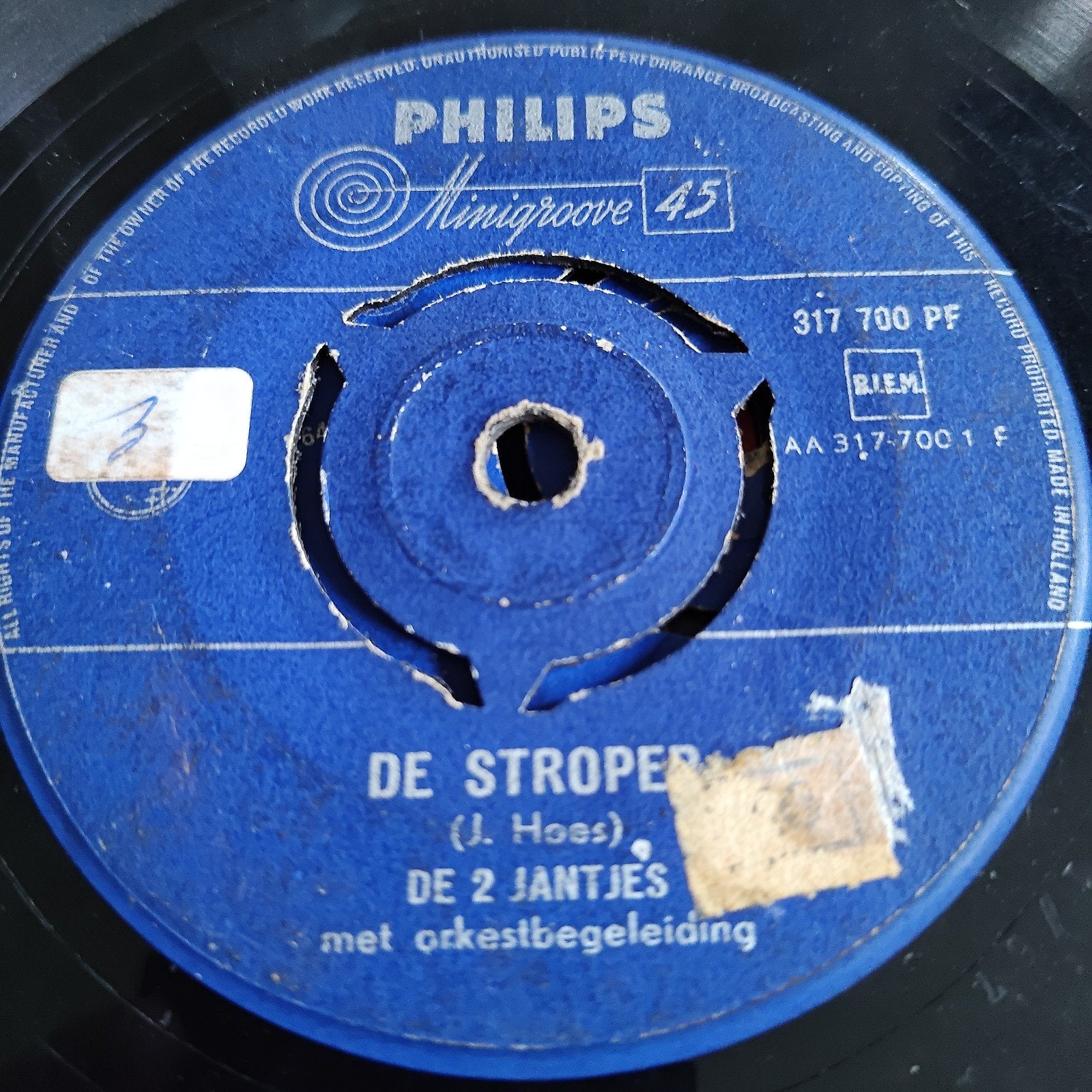 De Stroper - De 2 Jantjes (Philips Minigroove 45), Gebruikt, 7 inch, Ophalen of Verzenden, EP
