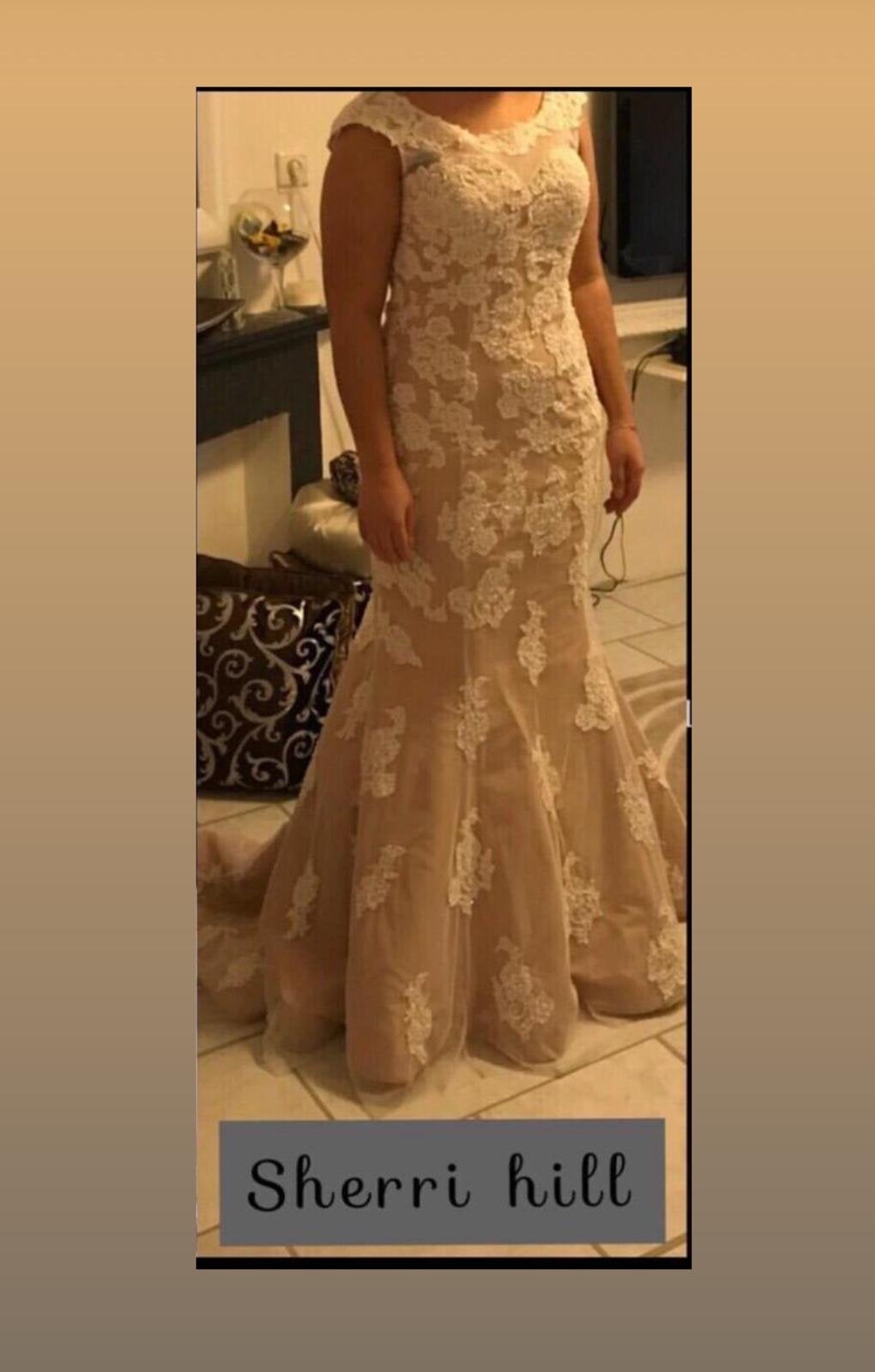 Sherri Hill Galajurk / Avondjurk Maat 38-40, Beige, Gedragen, Onder de knie, Ophalen