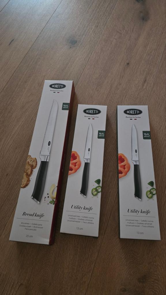 Boretti messen 3 stuks set, Huis en Inrichting, Keuken | Bestek, Ophalen of Verzenden, Nieuw, Rvs of Chroom