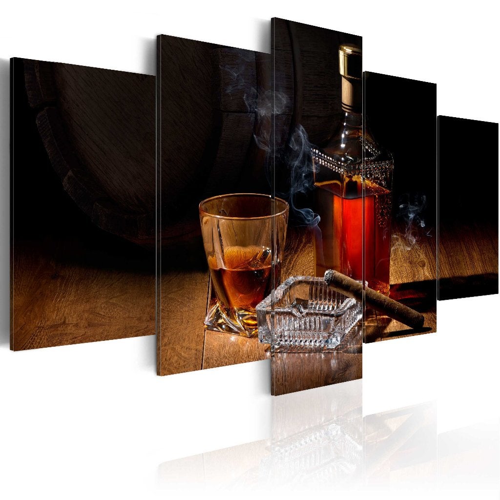 937 Whiskey Sigaar 5 Luik Canvas Schilderij 200x100 Nieuw, Ophalen of Verzenden