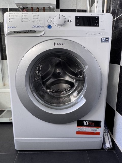 Indesit wasmachine 8 KG 1400 toeren Klasse A, Witgoed en Apparatuur, Ophalen, Gebruikt, Energieklasse A of zuiniger, Voorlader