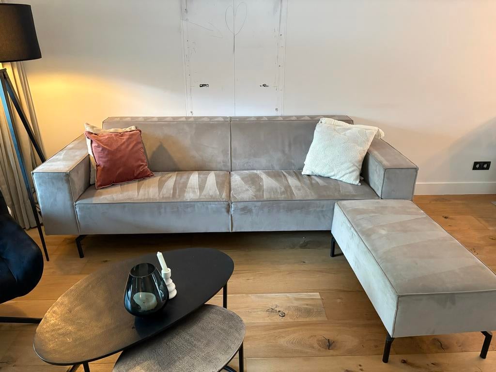 4-Zits Designbank met Hocker | Urban Taupe | By SIDDE Tren, Ophalen, Gebruikt, 75 tot 100 cm, Rechte bank