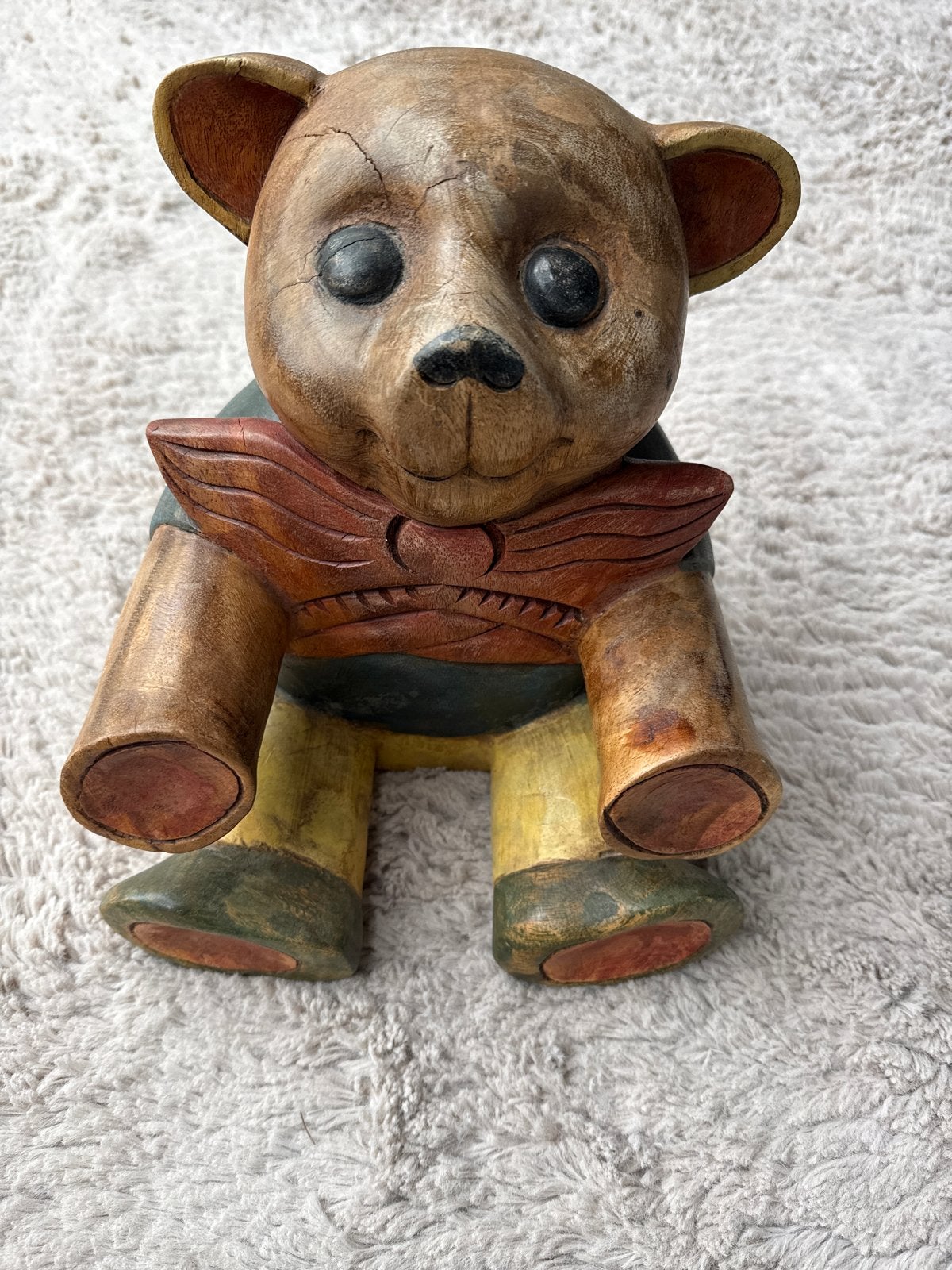Unieke handgesneden houten beer sculptuur, Ophalen, Minder dan 20 cm, Beeld, Hout