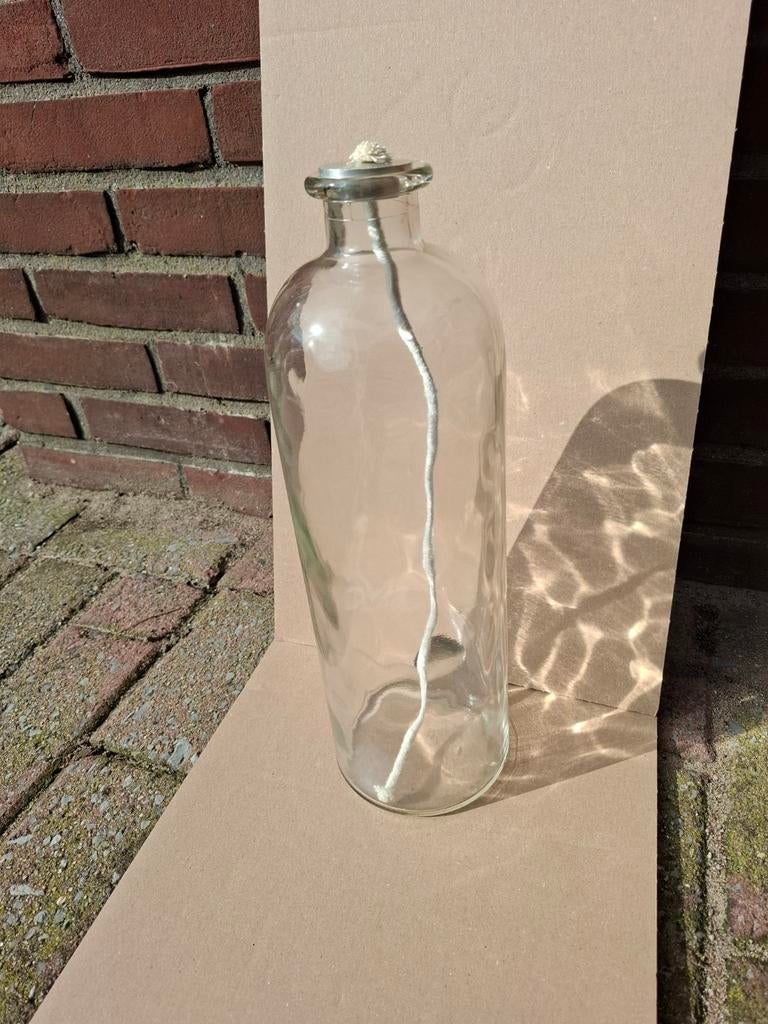 Olielamp, helder glas met lont licht woondecoratie nieuw, Huis en Inrichting, Ophalen, Nieuw