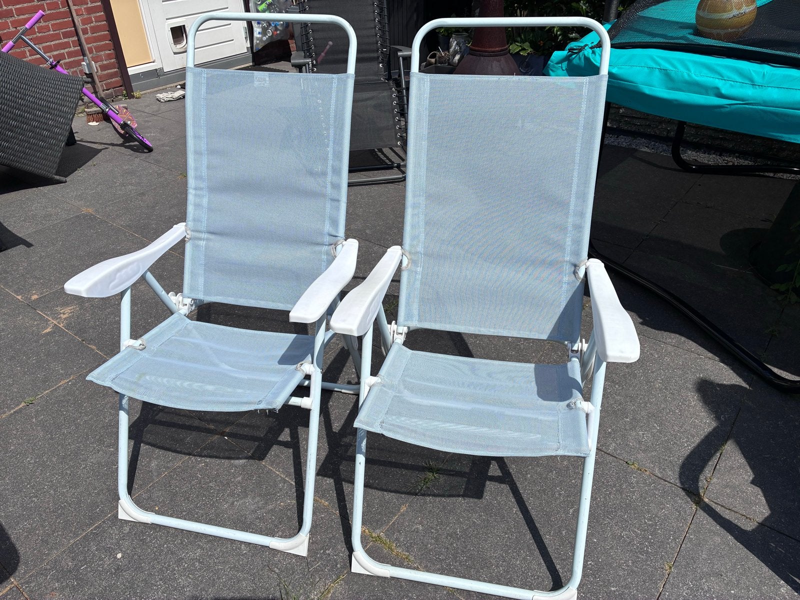 Lichtgewicht tuinstoelen met 5 standen, Tuin en Terras, Ophalen, Gebruikt, Textileen, Verstelbaar
