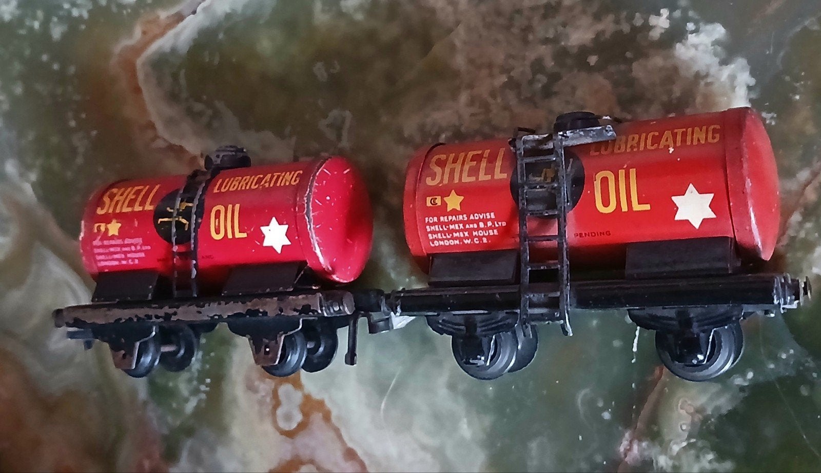 Oud Trix Express Shell Olie Ketelwagen Set 1952 Vintage, Gebruikt, Gelijkstroom, Trix, Wagon