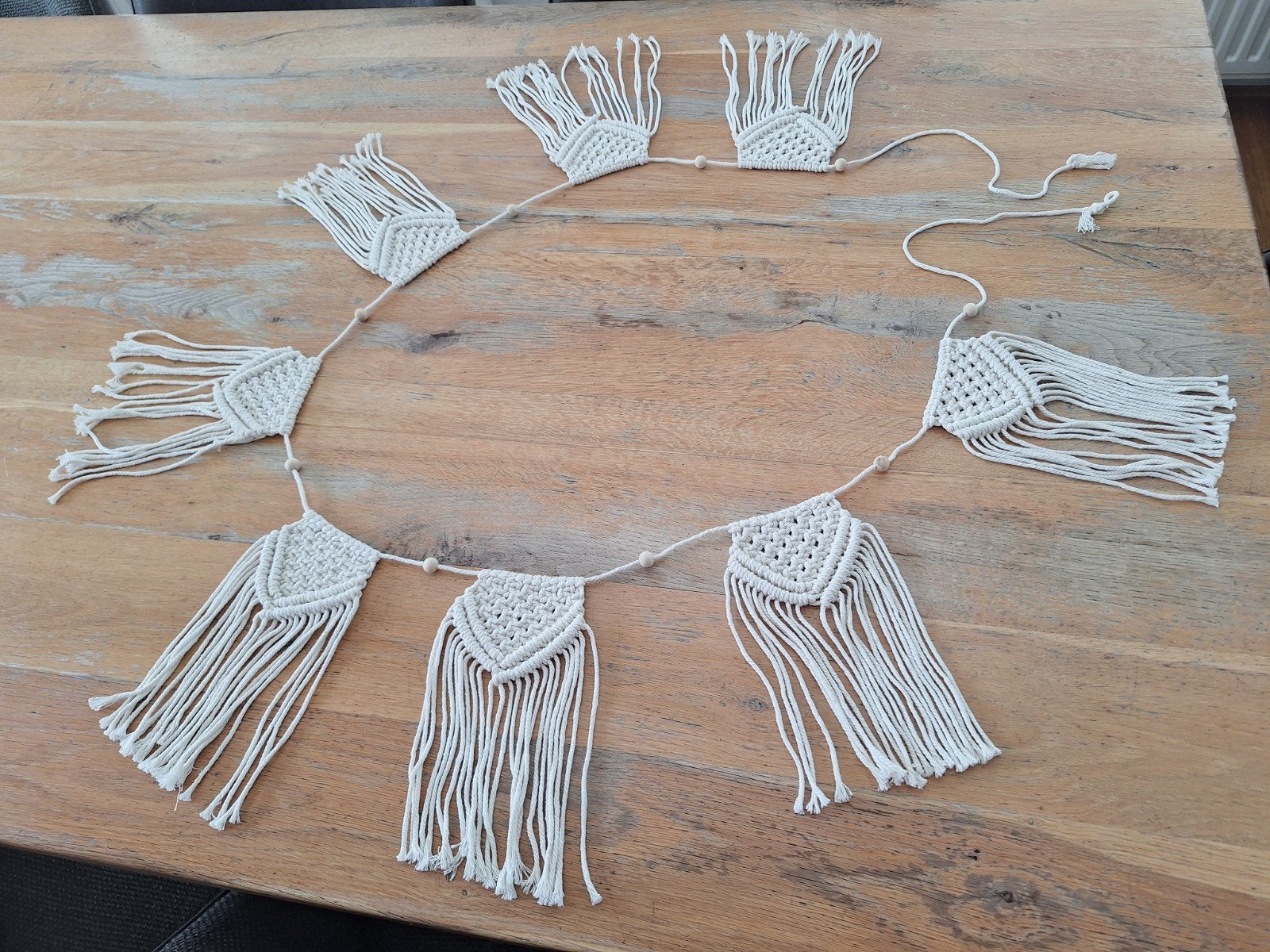 Macramé vlaggenlijn / slinger/ decoratie/ vlaggetjes, Ophalen of Verzenden, Overige kleuren, Nieuw, Handgemaakt