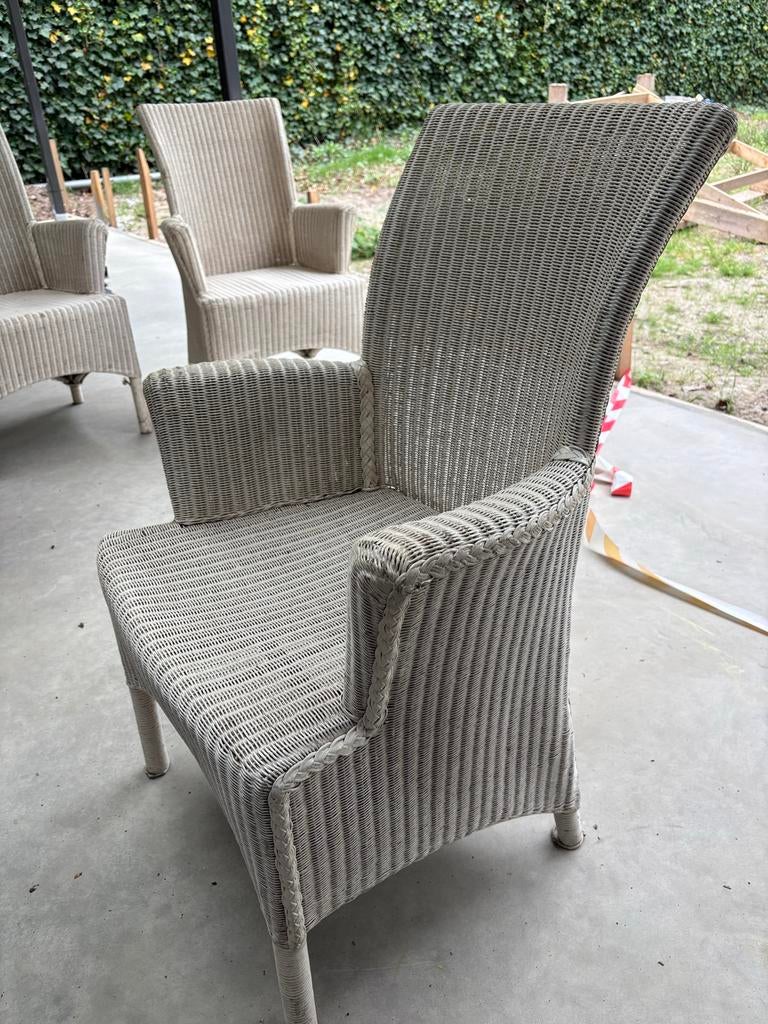 3 Lloyd Loom armstoelen met hoge rug - regio Eindhoven, Ophalen, Gebruikt, Overige kleuren, Drie