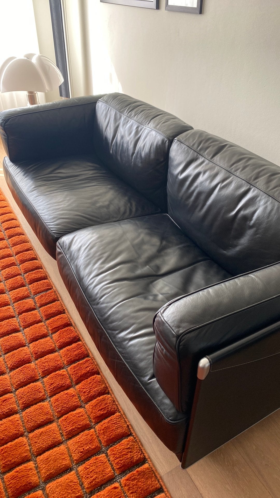 Poltrona frau bank en fauteuil, Ophalen, 150 tot 200 cm, Tweepersoons, Zo goed als nieuw