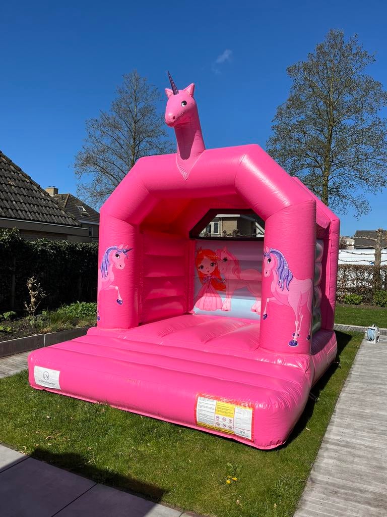Te huur : Roze Unicorn springkussen. Unicorn feestje, Ophalen, Zo goed als nieuw, Verjaardag