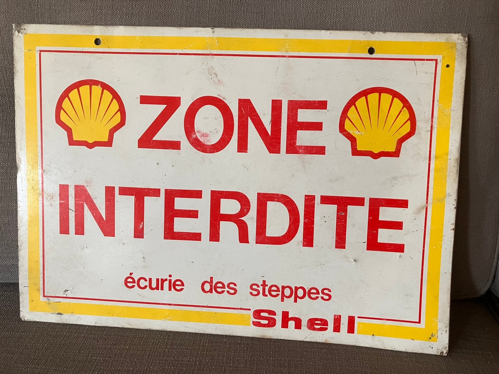 Vintage reclamebord shell geen emaille bord autosport, Ophalen of Verzenden, Gebruikt, Reclamebord