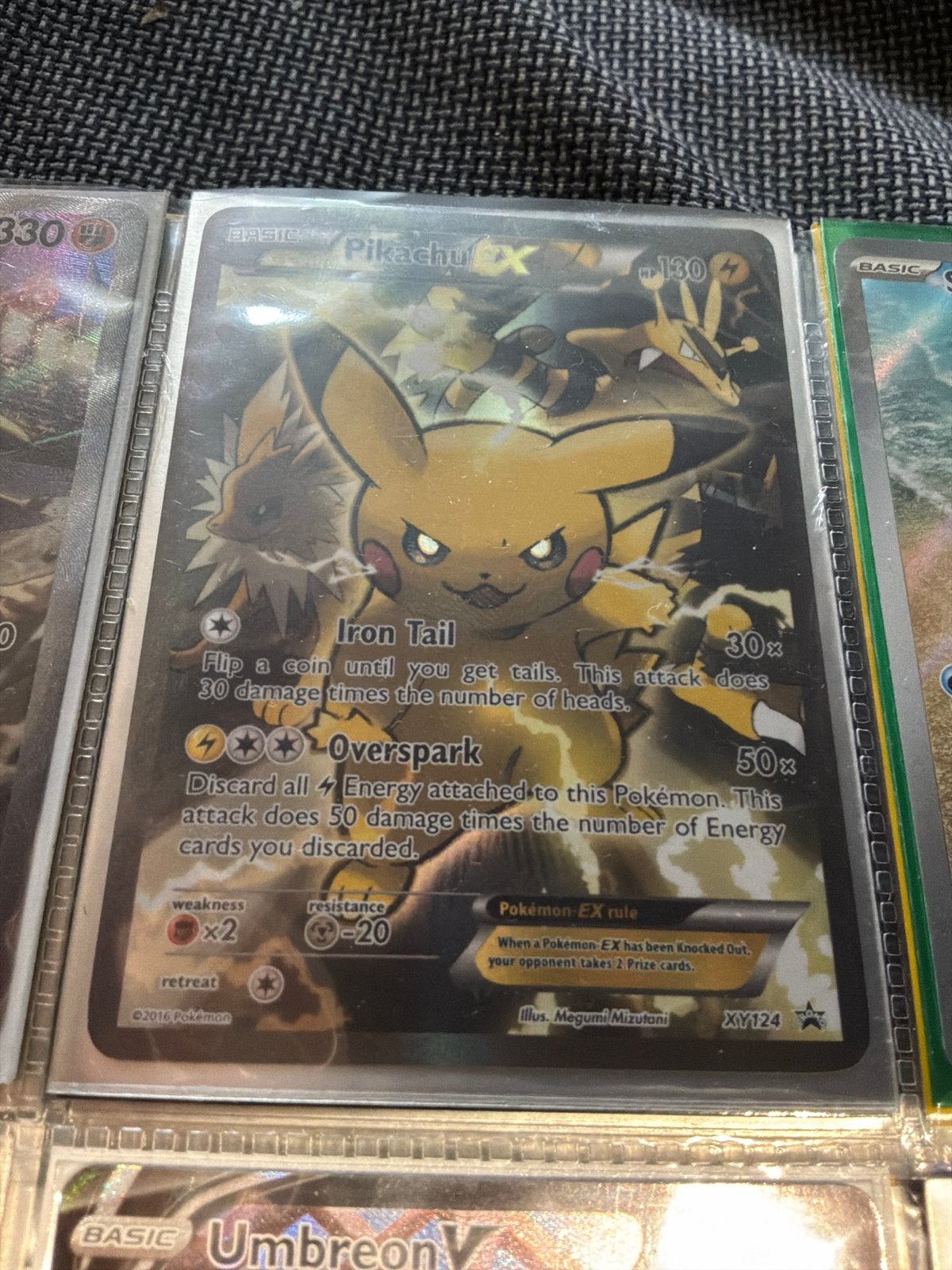 Pikachu EX XY124 Pokémon Kaart - Full Art Promo, Ophalen of Verzenden, Zo goed als nieuw, Losse kaart