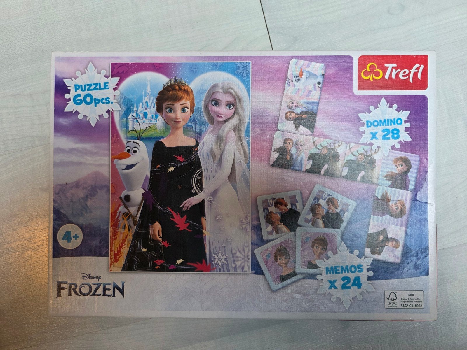Disney Frozen 3-in-1 Spelset: Puzzle, Domino, Memos, Ophalen of Verzenden, Minder dan 10 stukjes, Zo goed als nieuw, 4 tot 6 jaar