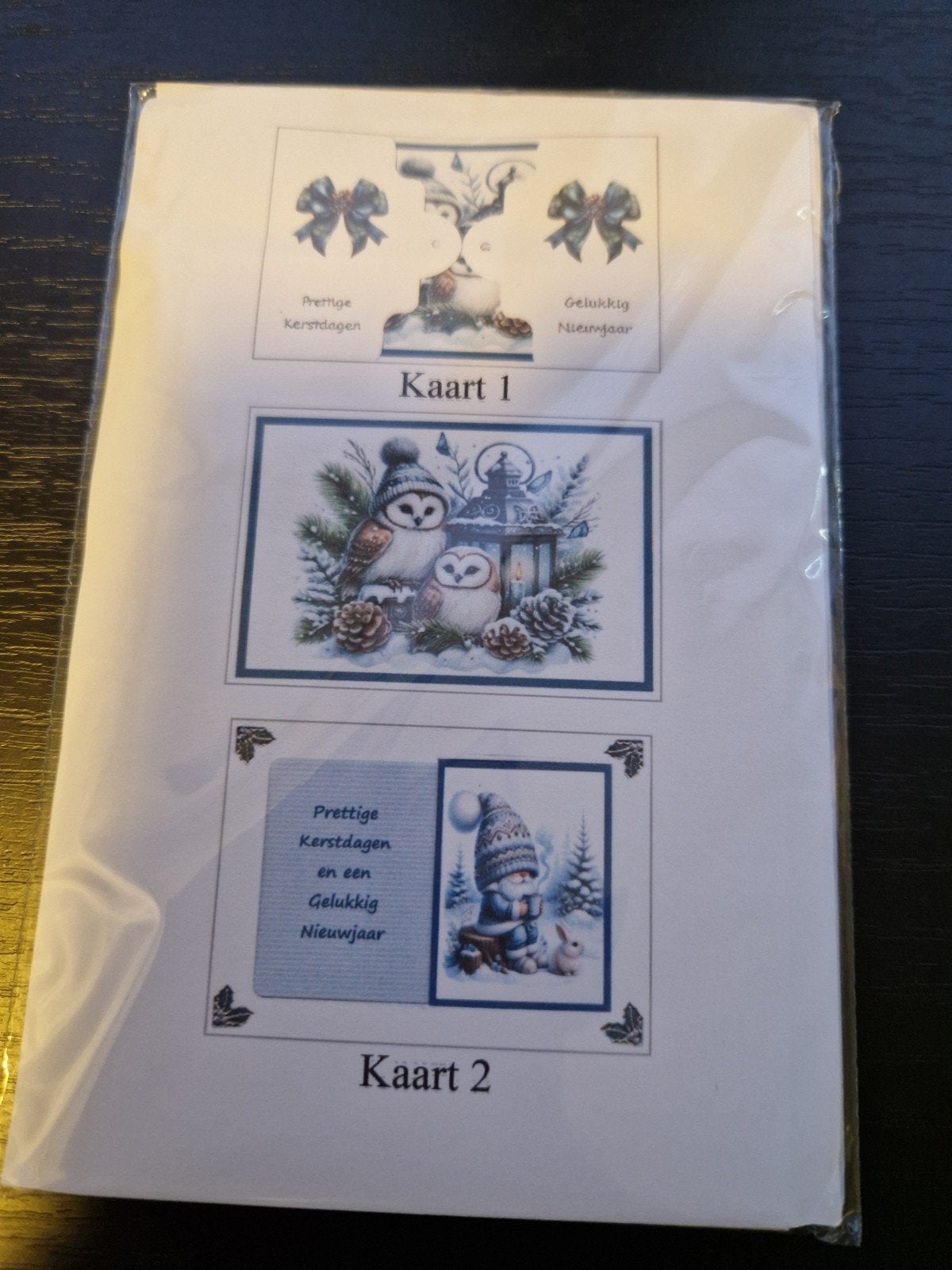 Kaartmaaksetje kerst uilen en gnoom, Ophalen of Verzenden, Kerst