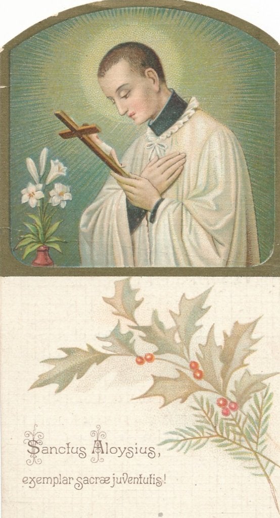 Oud devotieprentje van de Heilige Aloysius, Ophalen of Verzenden, Zo goed als nieuw, Kaart of Prent, Christendom | Katholiek