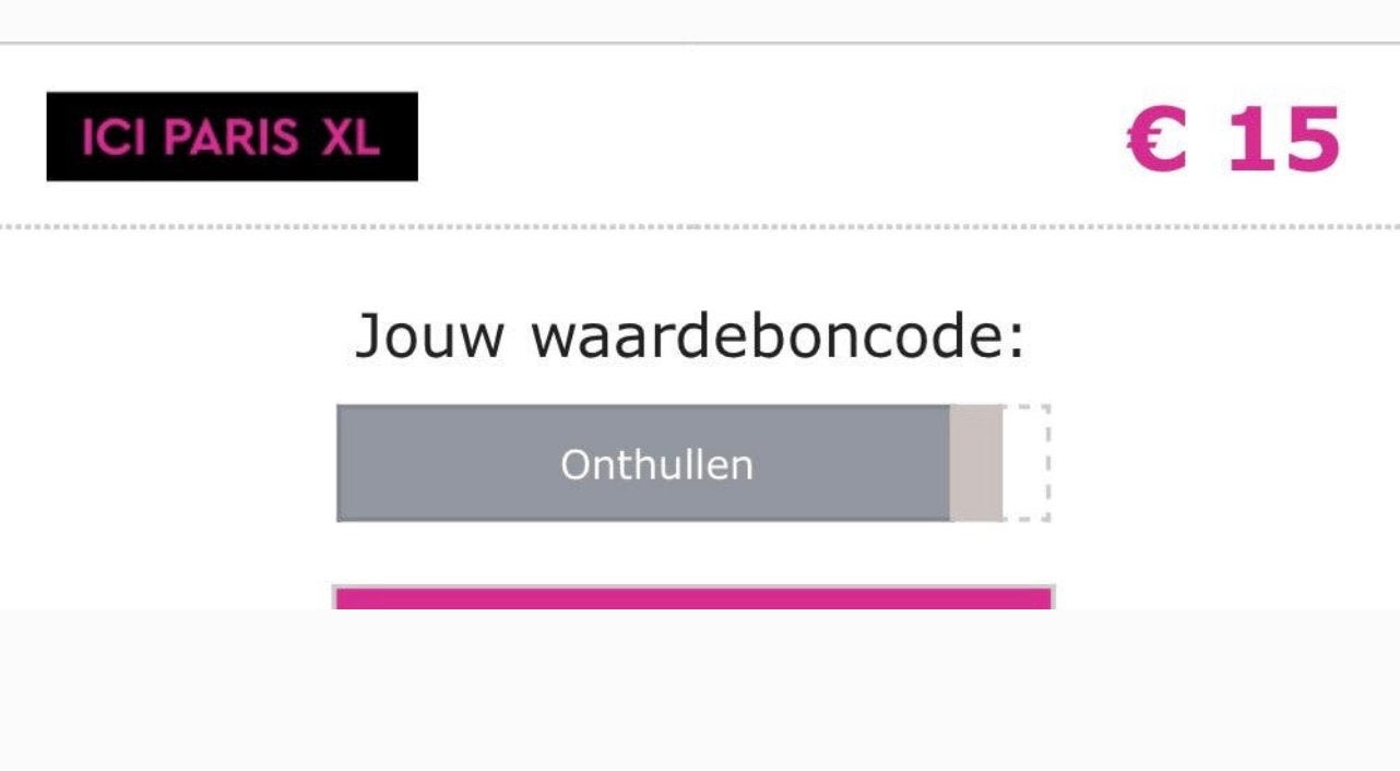 ICI Paris - 15€ korting!, Eén persoon, Kortingsbon, Warenhuis- of Winkelbon