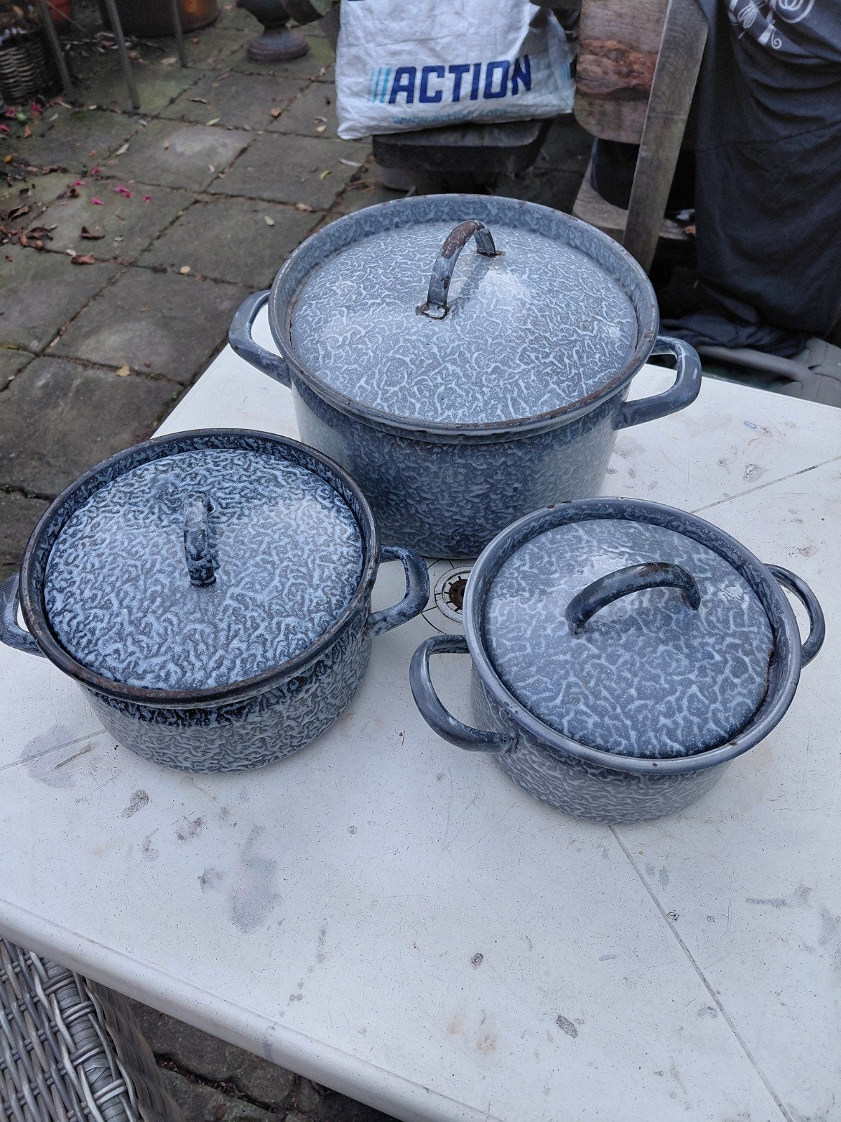 emaille pannen, Ophalen of Verzenden, Gebruikt, Overige materialen, Pannenset