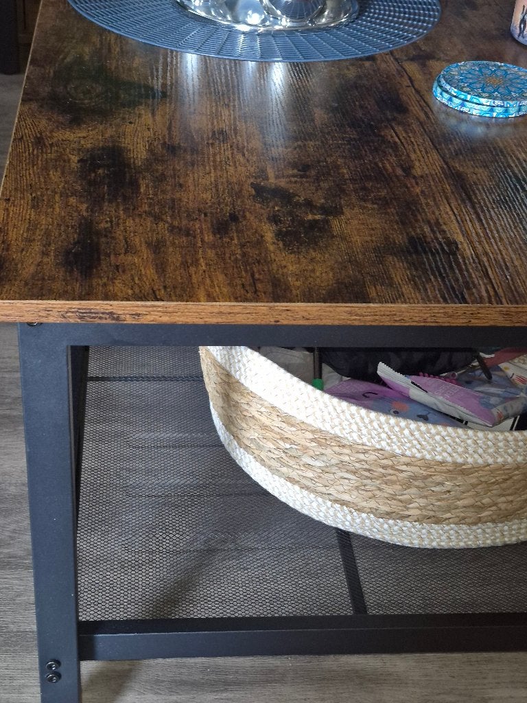 Salontafel gerookt eiken met industriële  onderstel, Ophalen, Hout, Gebruikt, Bruin