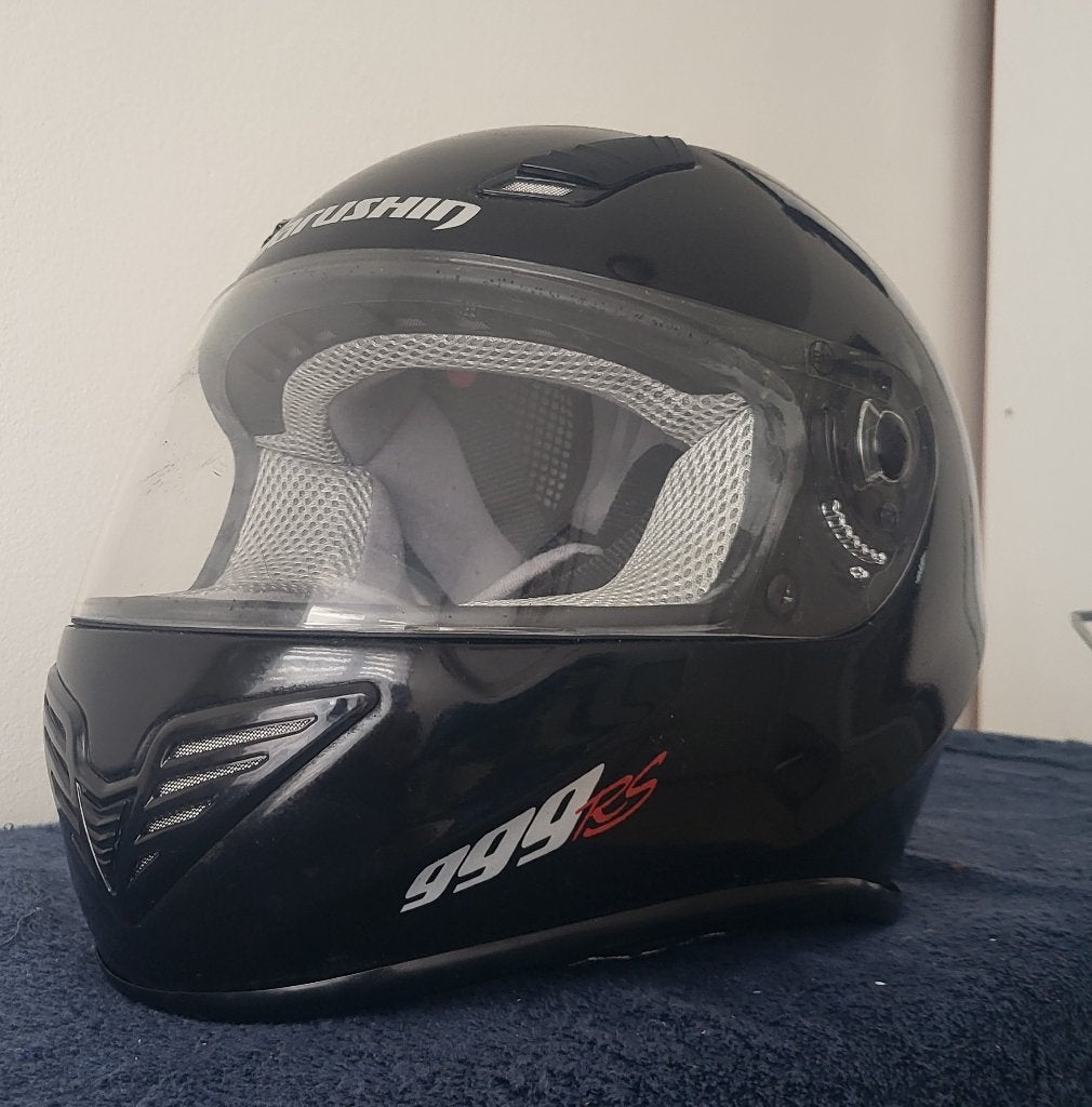 stoere zwarte motorhelm met beschermhoes, Verzenden, Tweedehands, Dames, Overige merken