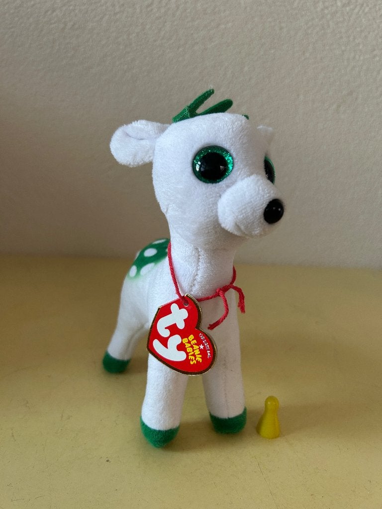 Ty Beanie Baby Peppermint - Kerst Rendier 15cm - Met Kaartje, Overige typen, Ophalen of Verzenden, Zo goed als nieuw, Wasbaar