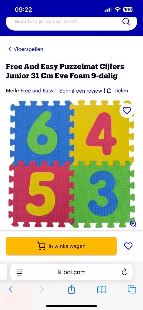 Foam cijfer matten, Ophalen, Zo goed als nieuw