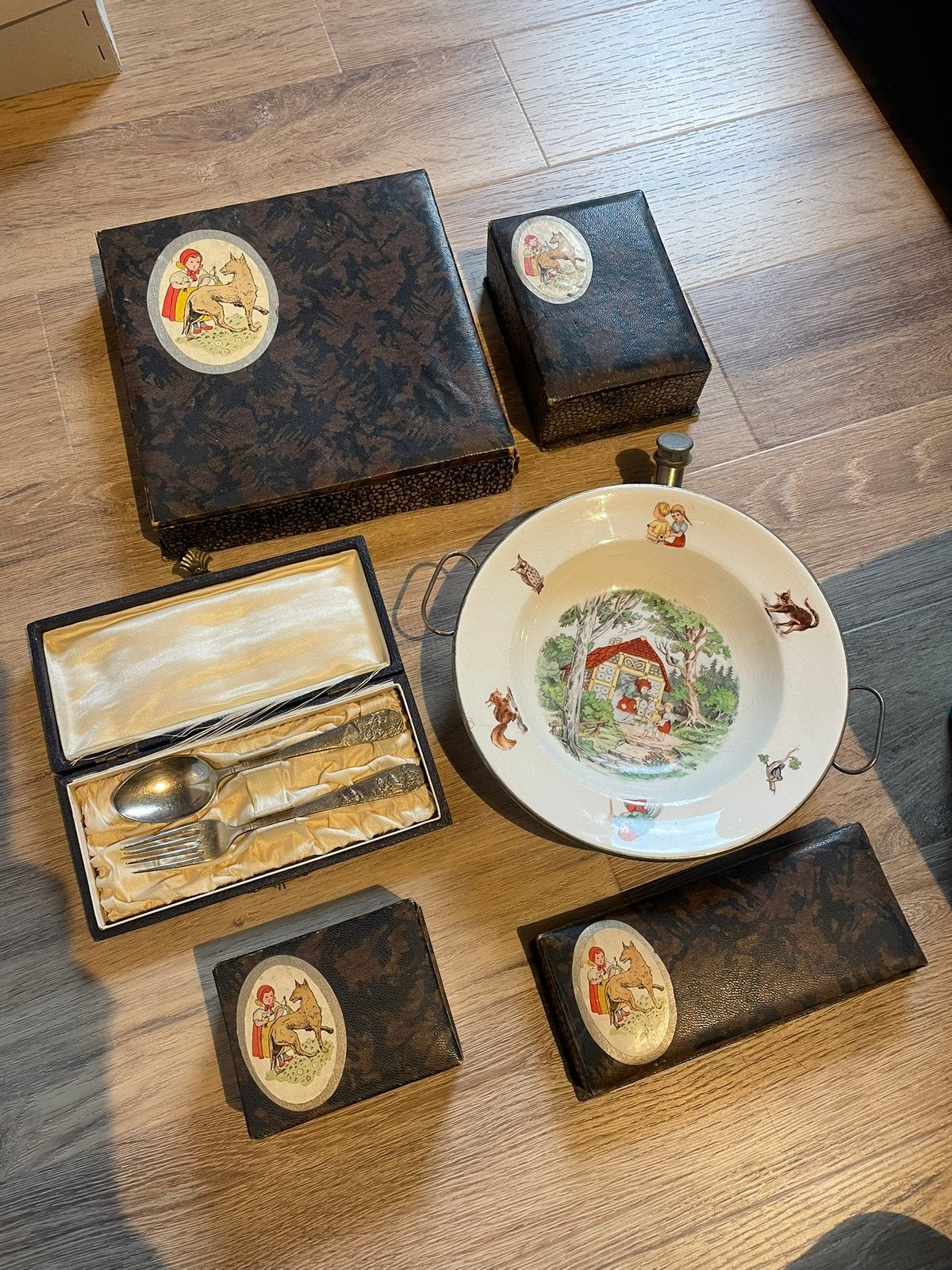 Kinder bestek set 1939 Roodkapje sprookje Gebr Grimm gero, Ophalen of Verzenden