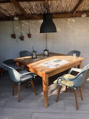 Teak tafel 130 x 130, Huis en Inrichting, Tafels | Eettafels, Ophalen, Gebruikt, Vijf personen of meer, 100 tot 150 cm