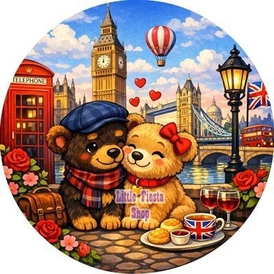 lf370 ouwel engeland hondjes 20x4,7cm eetbare cupcake rondje, Ophalen of Verzenden, Nieuw, Cupcakes, Versiering