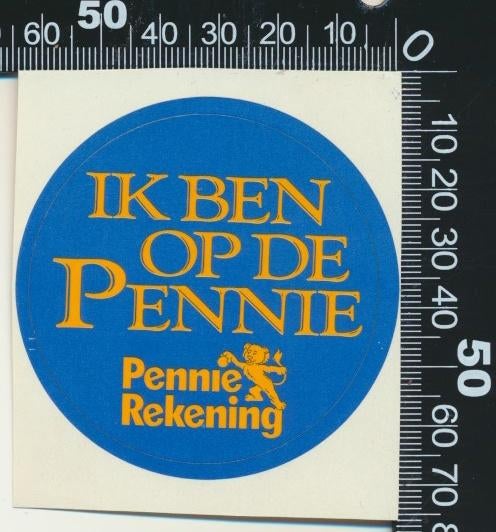 Sticker: Pennie Rekening - Ik ben op de Pennie, Ophalen of Verzenden, Zo goed als nieuw, Bedrijf of Vereniging