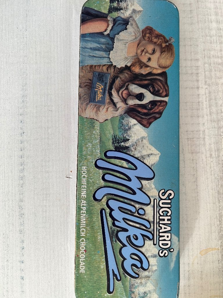 Vintage Suchard's Milka blik en nog 3 andere oude blikken, Verzamelen, Ophalen of Verzenden, Zo goed als nieuw, Overige, Overige merken