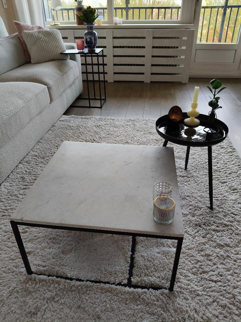 Marmeren salontafel, Huis en Inrichting, Tafels | Salontafels, Ophalen, 50 tot 100 cm, Vierkant, 50 tot 100 cm