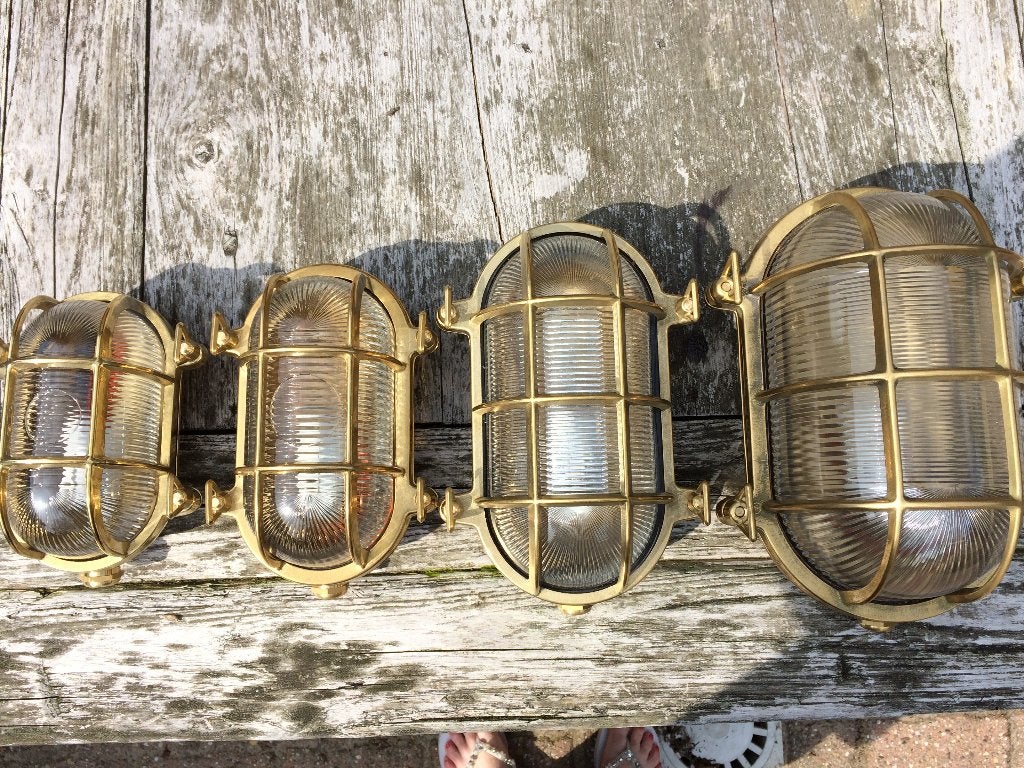 Stallamp scheepslamp kooilamp messing koper brons nikkel, Ophalen, Nieuw, Netvoeding, 50 tot 250 watt