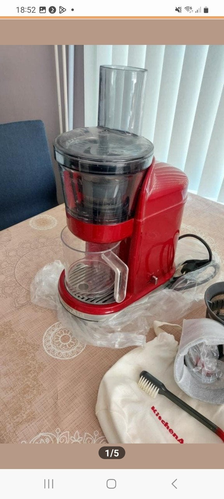 Kitchenaid 5KVJ0111ECA Artisan z.g.a.n 1 keertje uitgeprobee, 4 liter of meer, Ophalen of Verzenden, 3 snelheden of meer